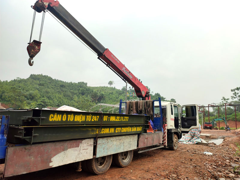 Lắp đặt cân ô tô bàn bê tông 40 tấn dài 12m